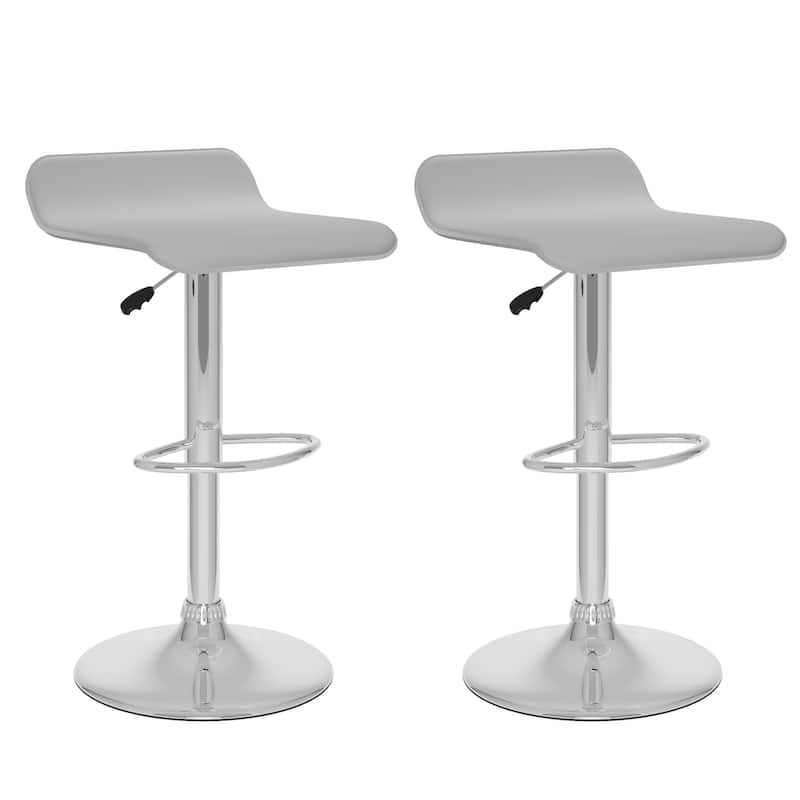 Low Back Adjustable PU Bar Stool (Set of 2) - White