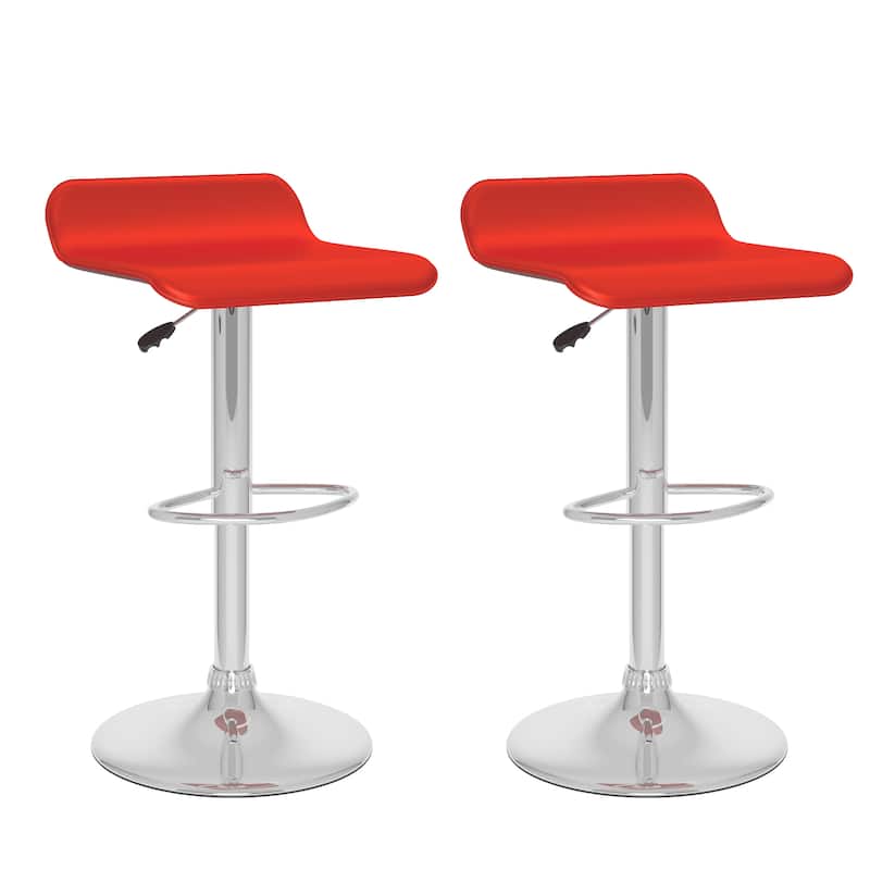 Low Back Adjustable PU Bar Stool (Set of 2)
