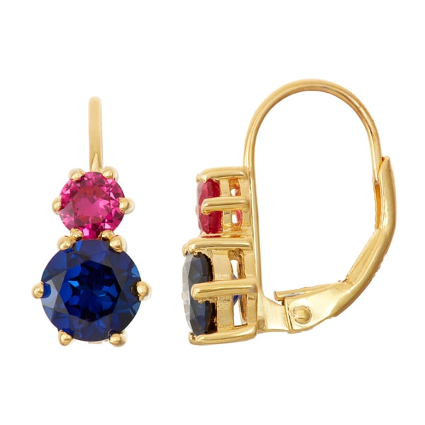 Gioelli Goldplated Silver Shire And Ruby Leverback Earrings Gioelli Goldplated Silver Shire And Ruby Leverback Earrings