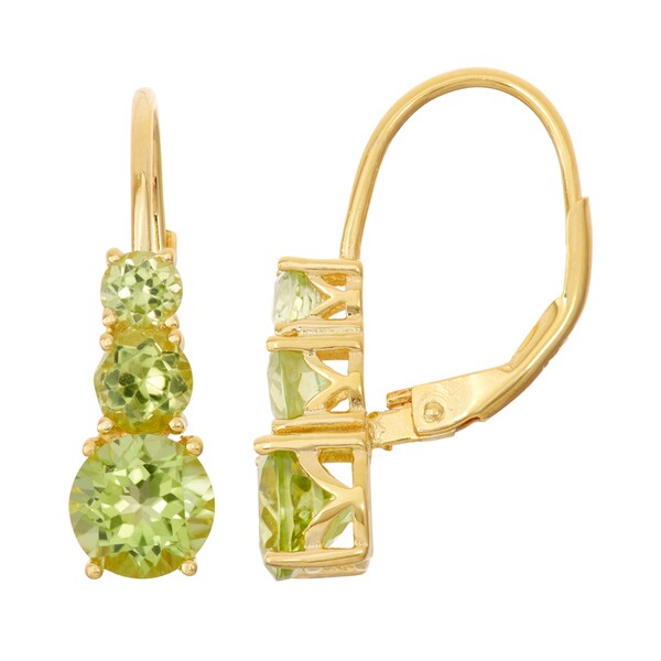 Gioelli Goldplated Silver Peridot Leverback Earrings On Gioelli Goldplated Silver Peridot Leverback Earrings