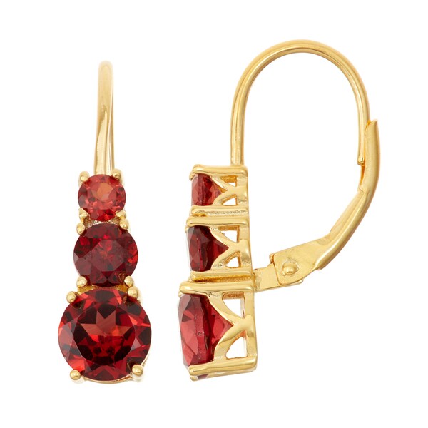 Gioelli Goldplated Silver Garnet Leverback Earrings On Gioelli Goldplated Silver Garnet Leverback Earrings