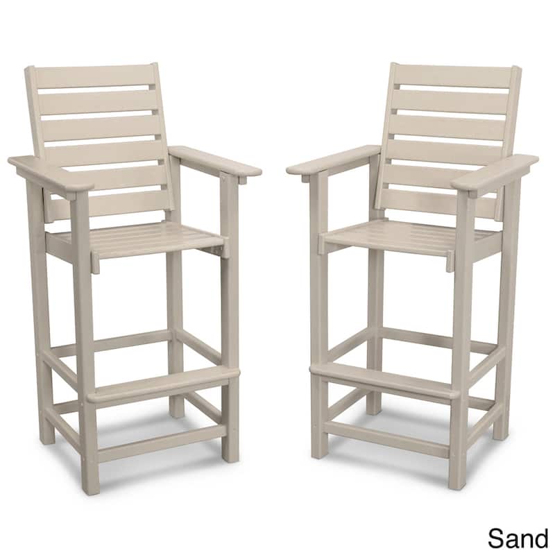 POLYWOOD Captain 2-piece Outdoor Bar Chair Set - Sand