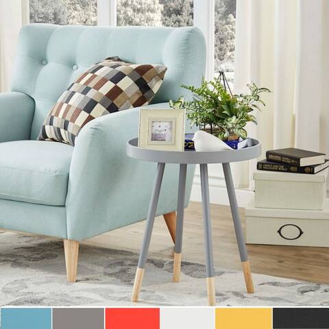 Marcella Paint-Dipped Round Spindle Tray-Top Side Table iNSPIRE Q Modern