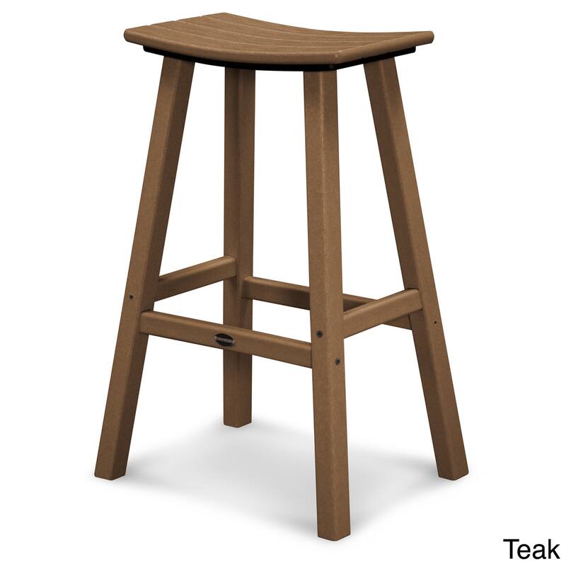POLYWOOD Traditional Outdoor Saddle Bar Stool - Teak