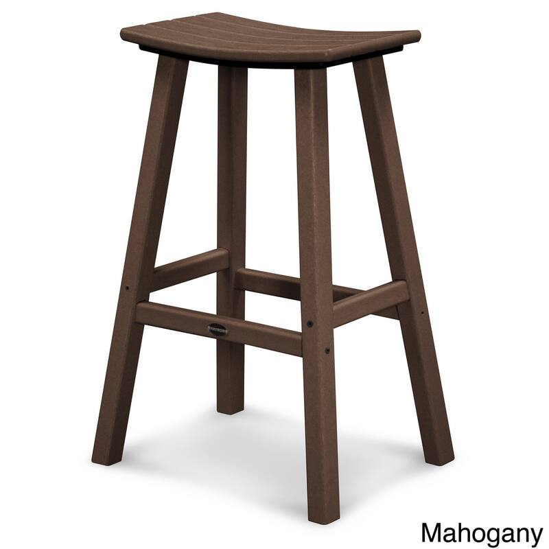 POLYWOOD Traditional Outdoor Saddle Bar Stool - Mahogany