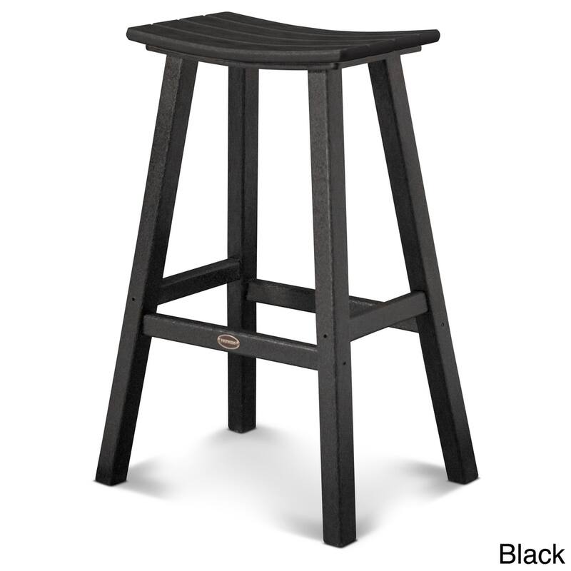 POLYWOOD Traditional Outdoor Saddle Bar Stool - Black