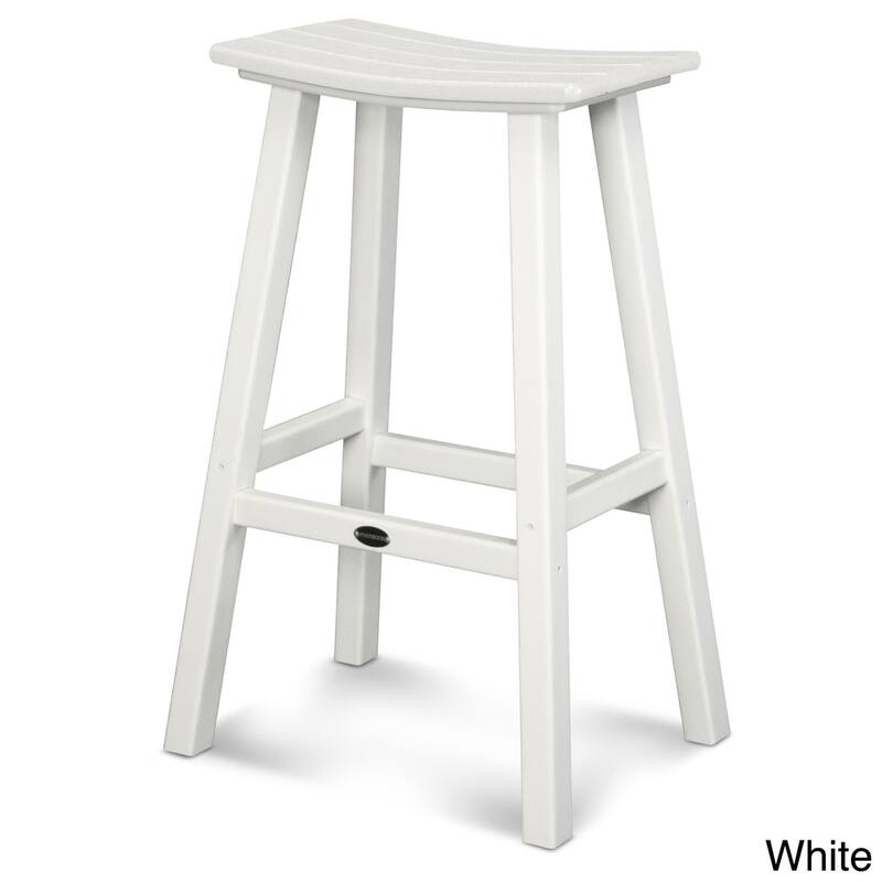 POLYWOOD Traditional Outdoor Saddle Bar Stool - White