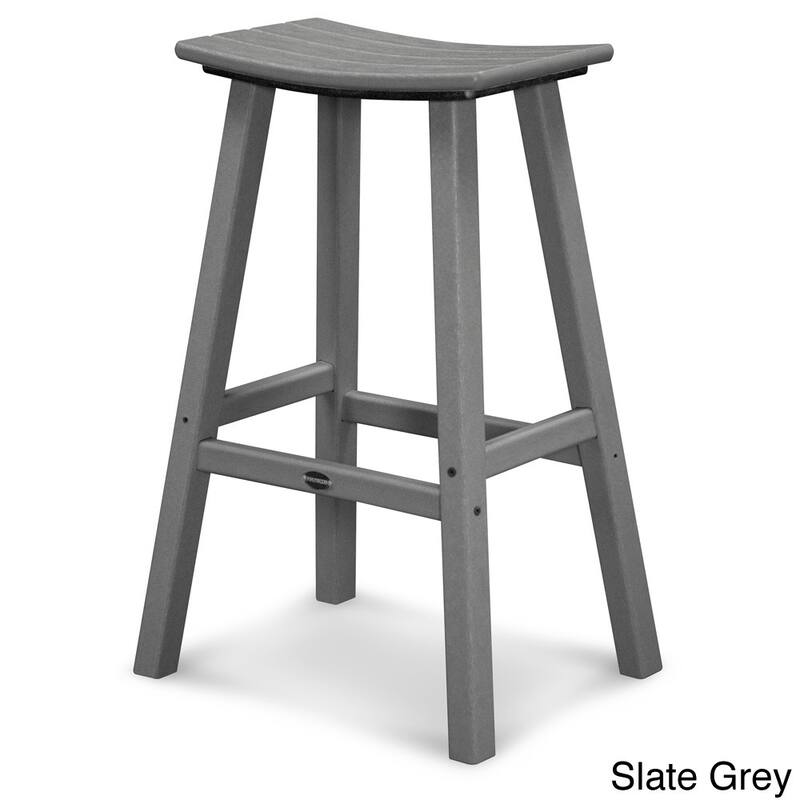 POLYWOOD Traditional Outdoor Saddle Bar Stool - Slate Grey