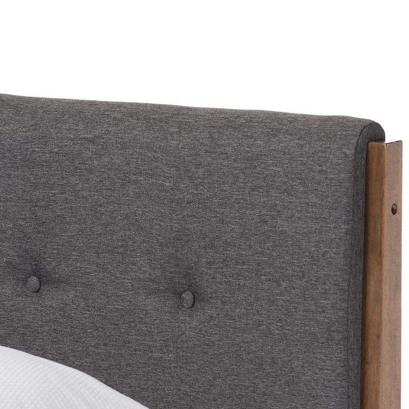 Mid-Century Fabric and Wood Platform Bed by Baxton Studio
