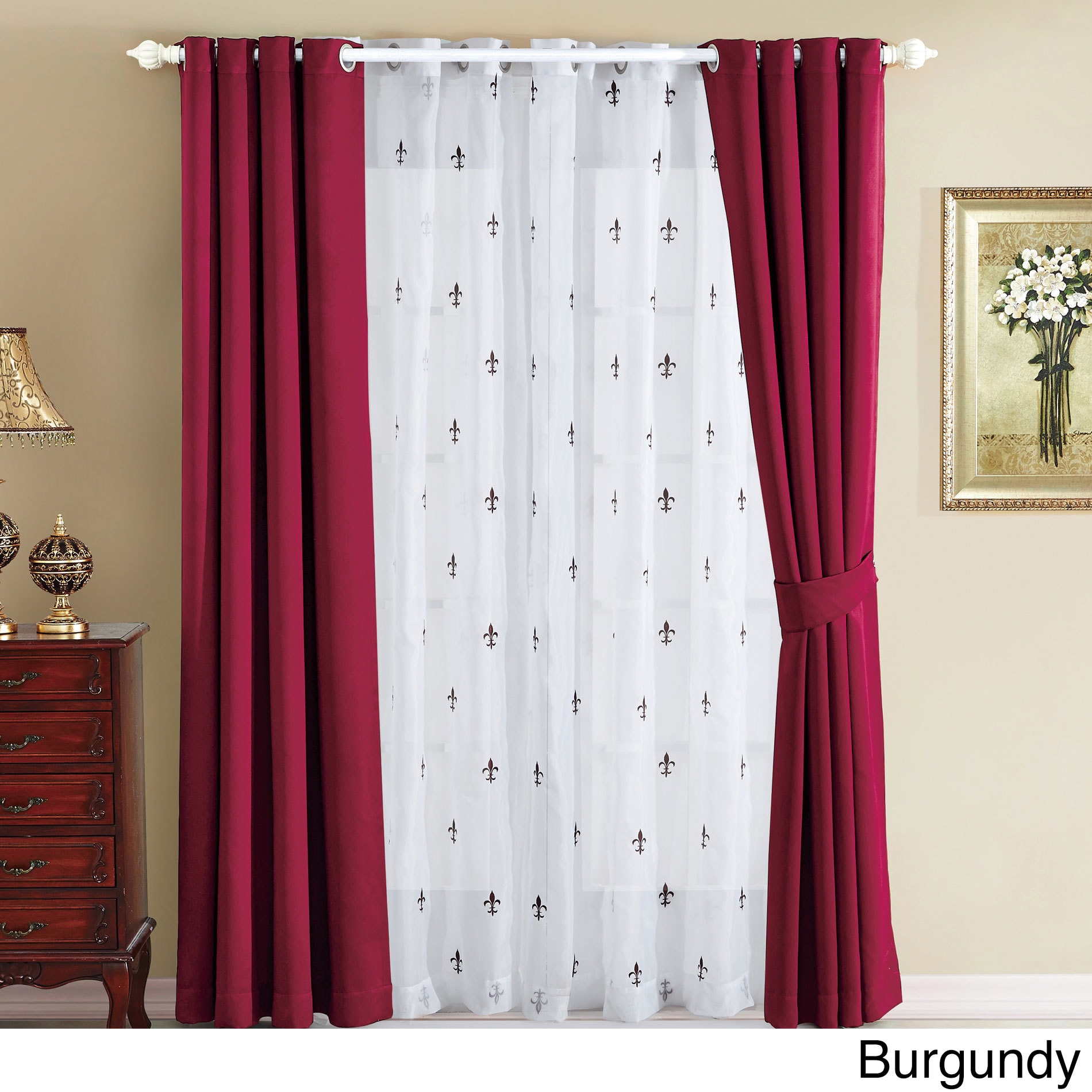 Serenta Fleur De Lis Thermal Insulated Blackout Curtains 6 Piece Set Overstock 11595715