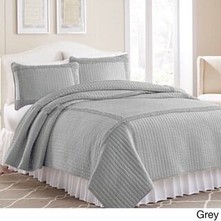 Amraupur Overseas 3 Piece Frame Square Solid Coverlet Set Grey Twin Casual Modern Contemporary Ibt Shop