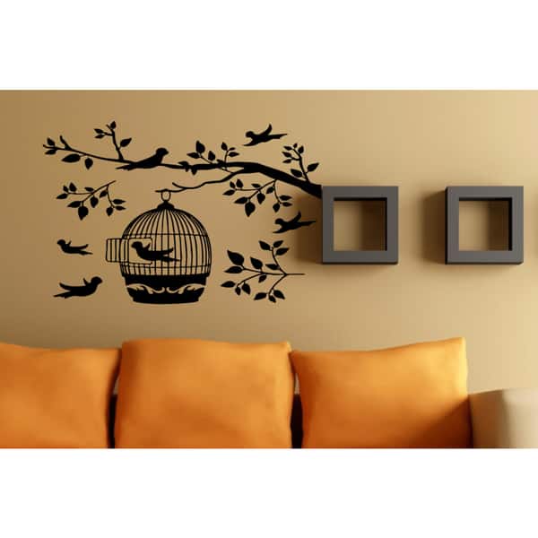 Bird cage on the nature and Wall Art Sticker Decal - Bed Bath & Beyond ...