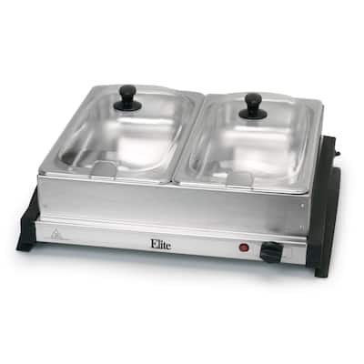 Elite Gourmet EWM-6122 Dual Tray Buffet Server, Stainless Steel