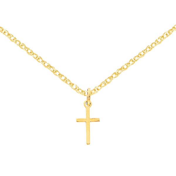 Shop Versil 14k Yellow Gold Small Cross Charm with 18-inch Chain - Free ...