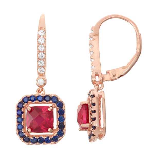 Gioelli Diamond Accent Goldplated Silver Ruby And Shire Gioelli Diamond Accent Goldplated Silver Ruby And Shire Leverback Earrings