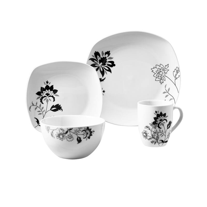 Rebecca Porcelain Soft Square 16-piece Dinnerware Set