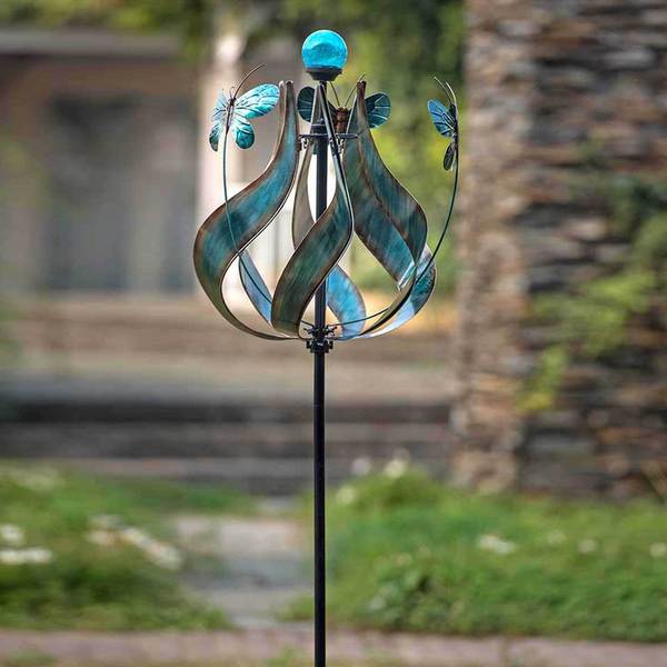 Shop Sunjoy Spinning Solar Metal Wind Catcherinch Blue, 83 Inches Free Shipping Today
