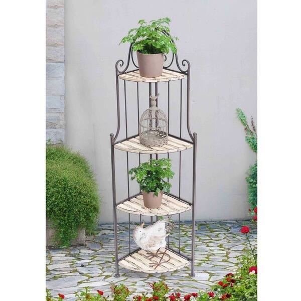 Shop Black Friday Deals On Sunjoy Wrought Iron And Wood Corner Shelf 56 Inchx18 Inchx12 Inch Overstock 11599203