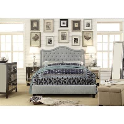 Adella Linen Tufted Upholstered Full Size Bed Frame