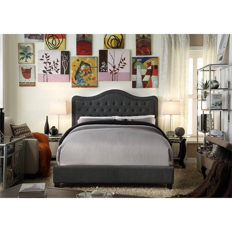 Moser Bay Murphy Grove Diamond Tufted Queen / King Upholstered Panel Bed - Charcoal - King