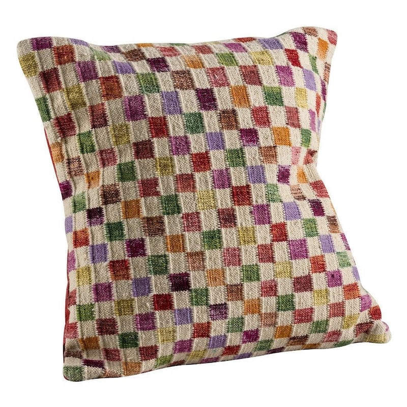 M.A. Trading Hand-woven Small Box Pillow (India) - White/Multi 24" x 24"