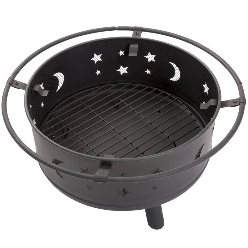 30-inch Round Star and Moon Firepit by Pure Garden - 30 x 30 x 20