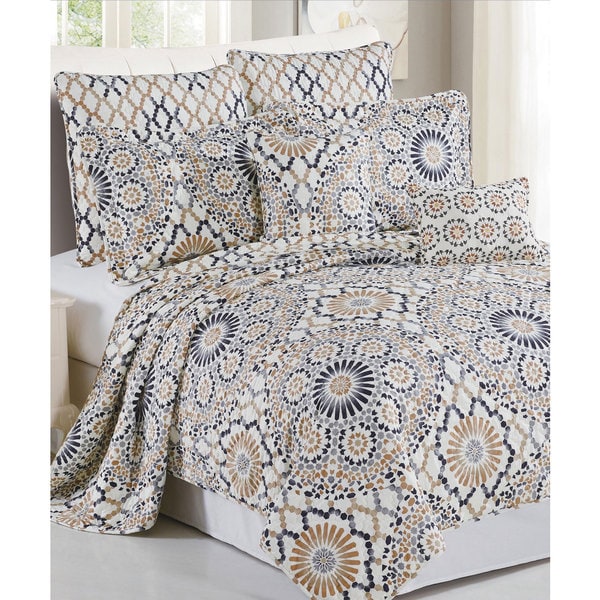 Serenta Tradewinds Printed Microfiber 7-piece Quilt Set