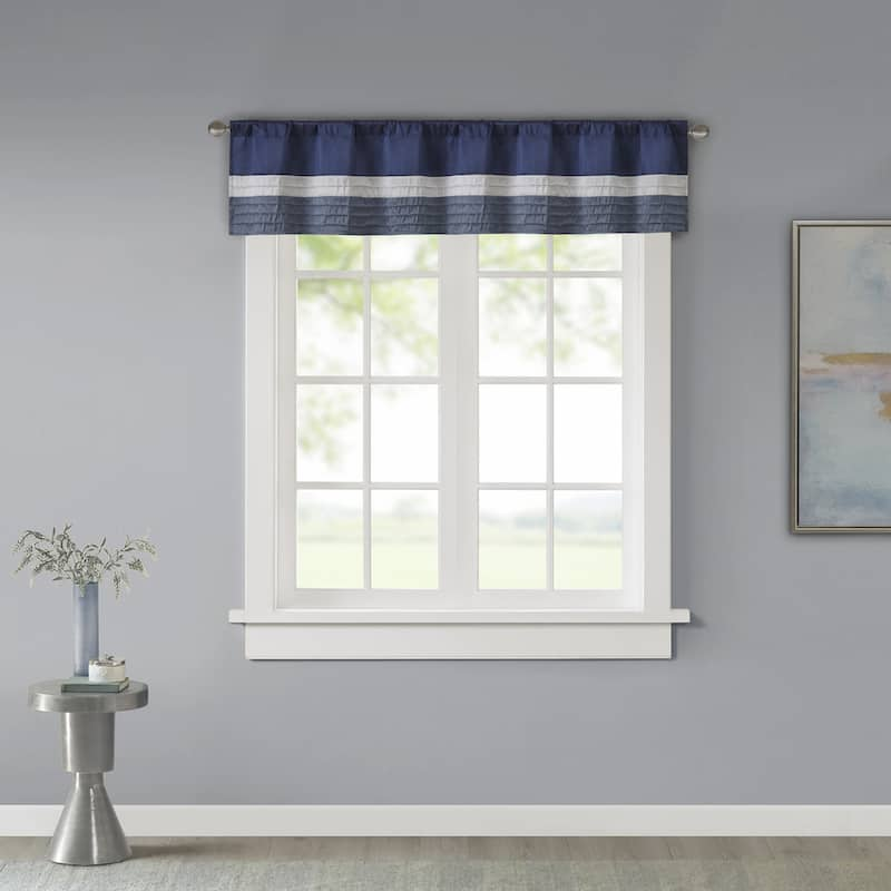 Madison Park Infinity Polyoni Pintuck Window Valance - Navy