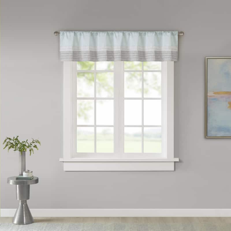 Madison Park Infinity Polyoni Pintuck Window Valance - Aqua