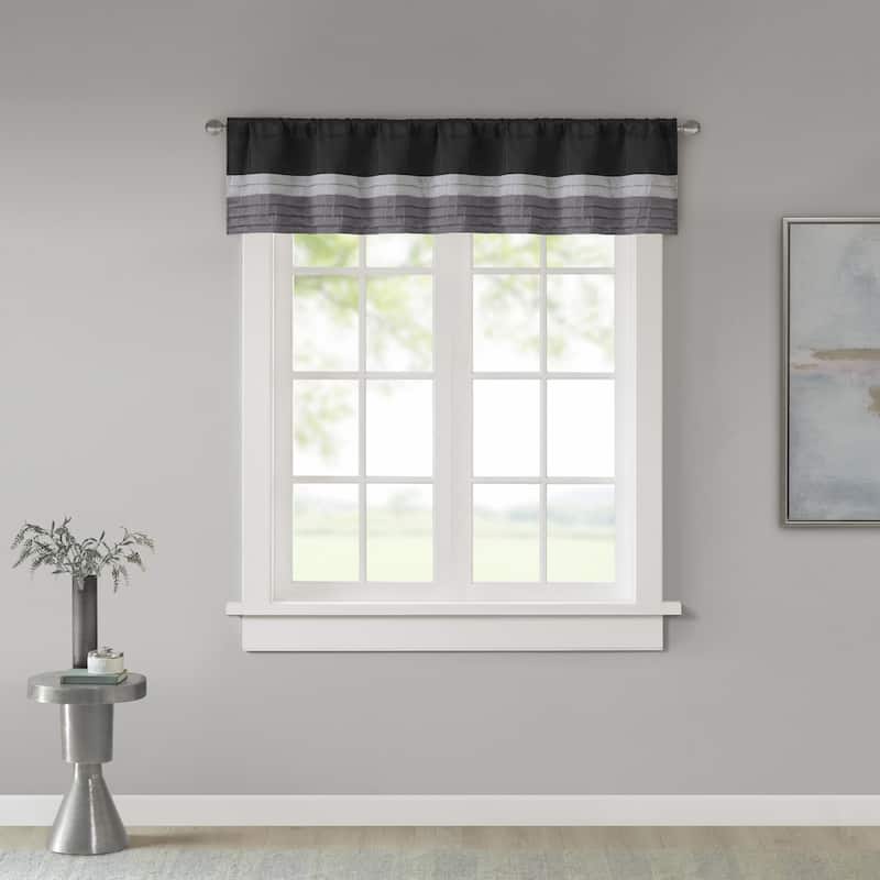 Madison Park Infinity Polyoni Pintuck Window Valance - Black