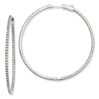 Versil Sterling Silver Cubic Zirconia Hinged Hoop Earrings