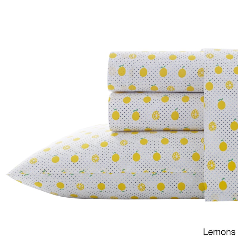Poppy & Fritz Cotton Percale Printed Bed Sheet Sets - Twin - Lemons