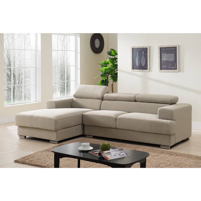 Gabriel Fabric Contemporary Sectional Sofa Set - Brown - Left Facing