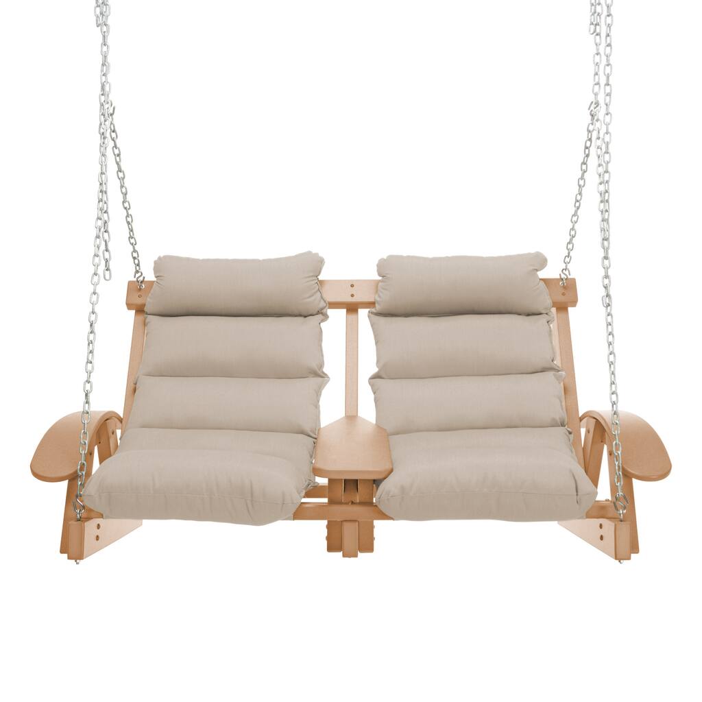 Coastal Cushion Cedar Outdoor Two Person Swing