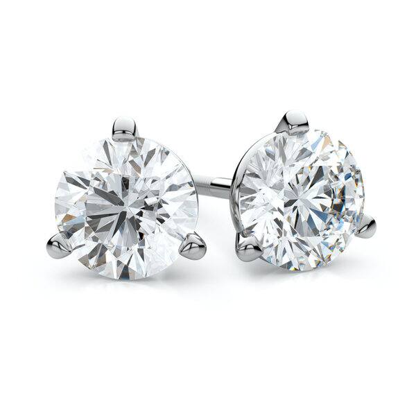 slide 1 of 4, 14k White Gold 2ct TDW 3-prong Martini Round Diamond Stud Earrings