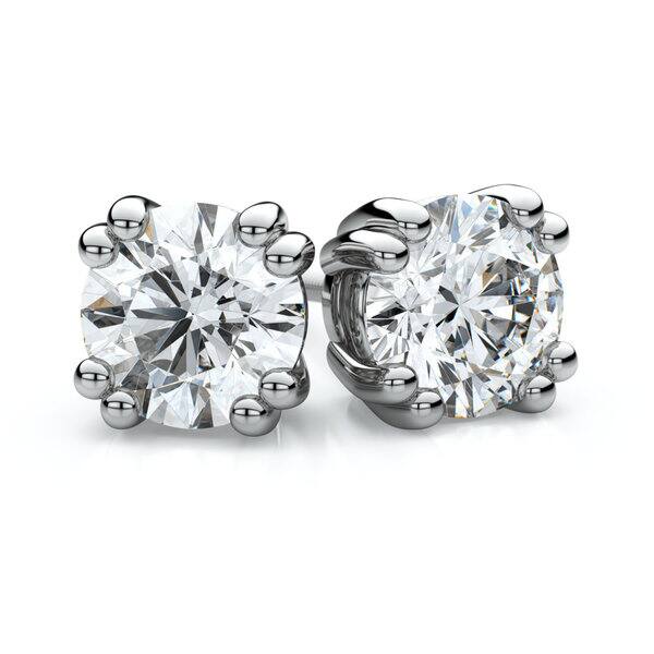 Diamond Stud Earrings Real 1/2ct 14K White Gold Round Natural Diamond Stud Earrings Real 1/2ct 14K White Gold Round Natural