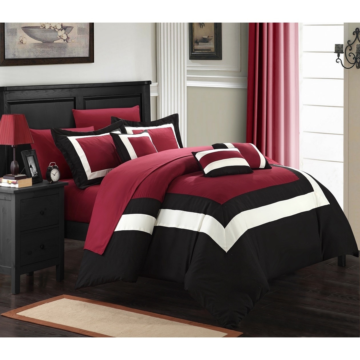 Shop Copper Grove Minesing Red White Black 10 Piece Bed In A Bag