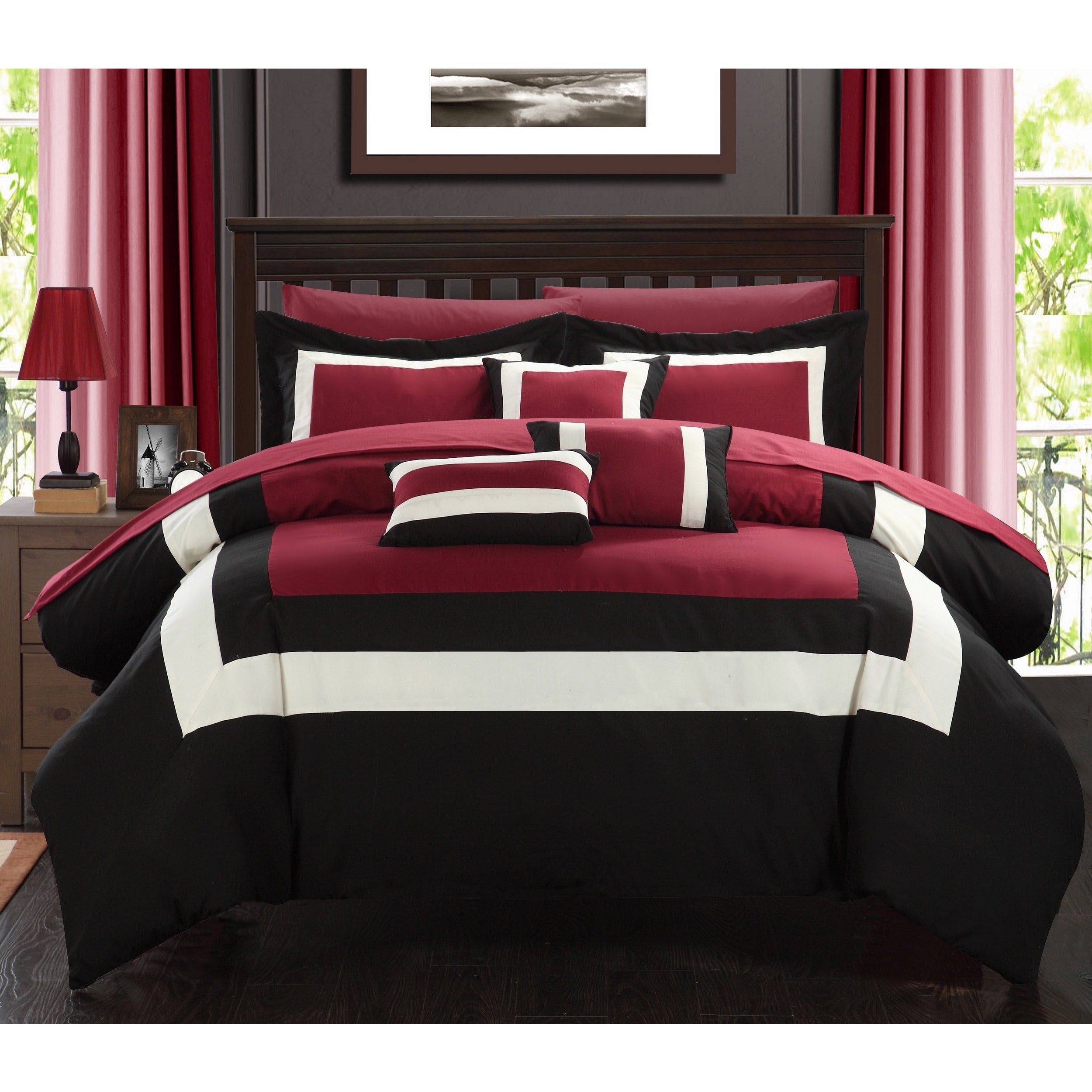 Shop Copper Grove Minesing Red White Black 10 Piece Bed In A Bag