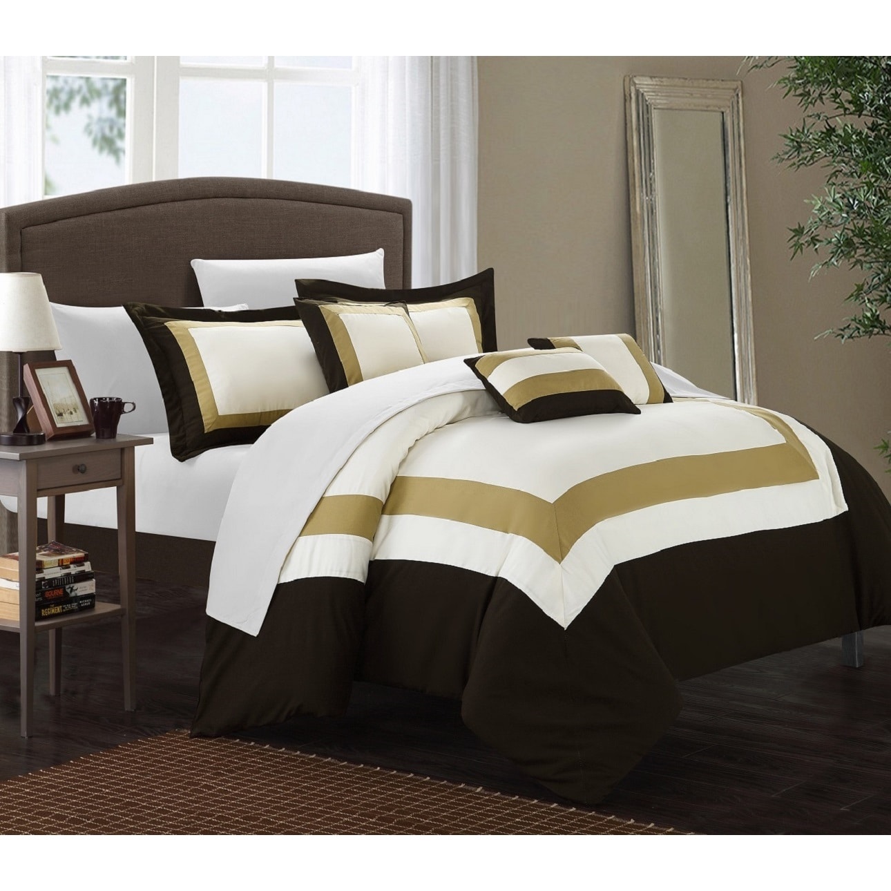Shop Copper Grove Minesing Gold Brown White 10 Piece Bed In A Bag