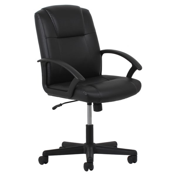 OFM Essentials Adjustable Black Leather Office Chair - Free Shipping