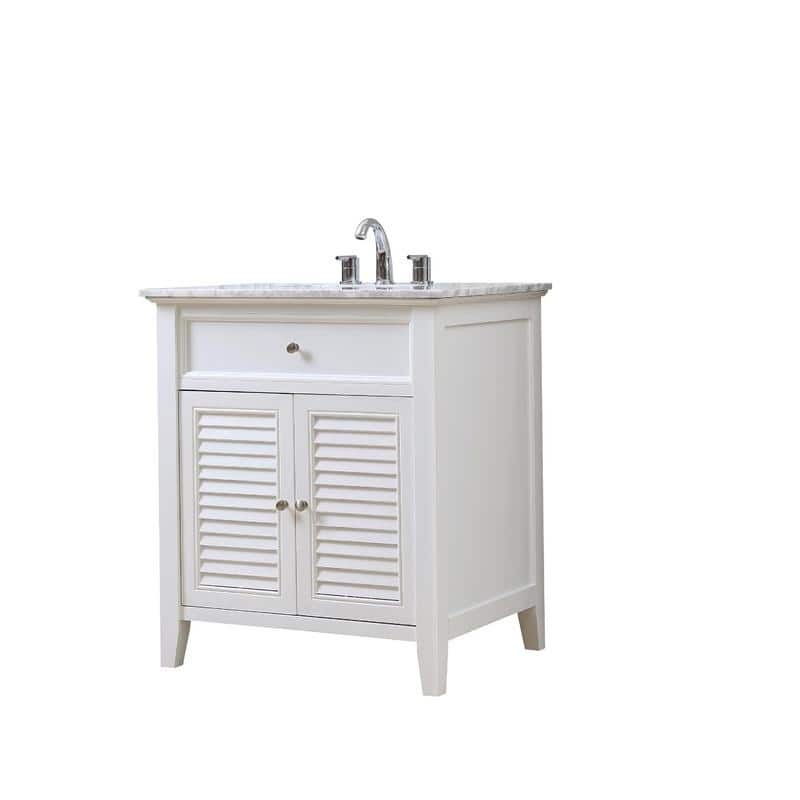 Direct Vanity Sink 32-inch Shutter Spa White Vanity - carrara white marble without mirror