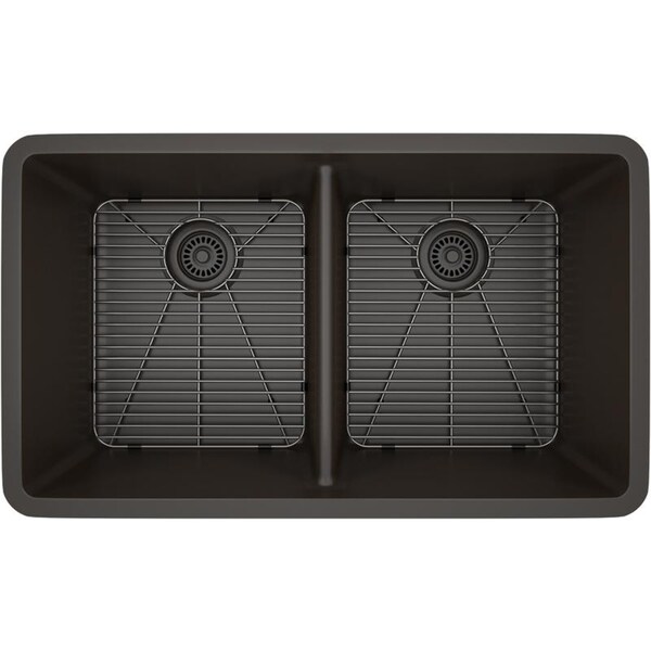 Lexicon Platinum Double Equal Bowl Quartz Composite 32 x 19 x 9 / 9 in. D Kitchen Sink