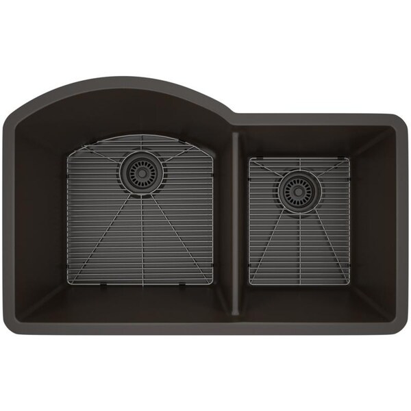 Lexicon Platinum Offset Double Bowl Quartz Composite Kitchen Sink