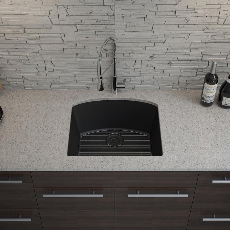 Shop Lexicon Platinum D Shaped Single Bowl Quartz Composite