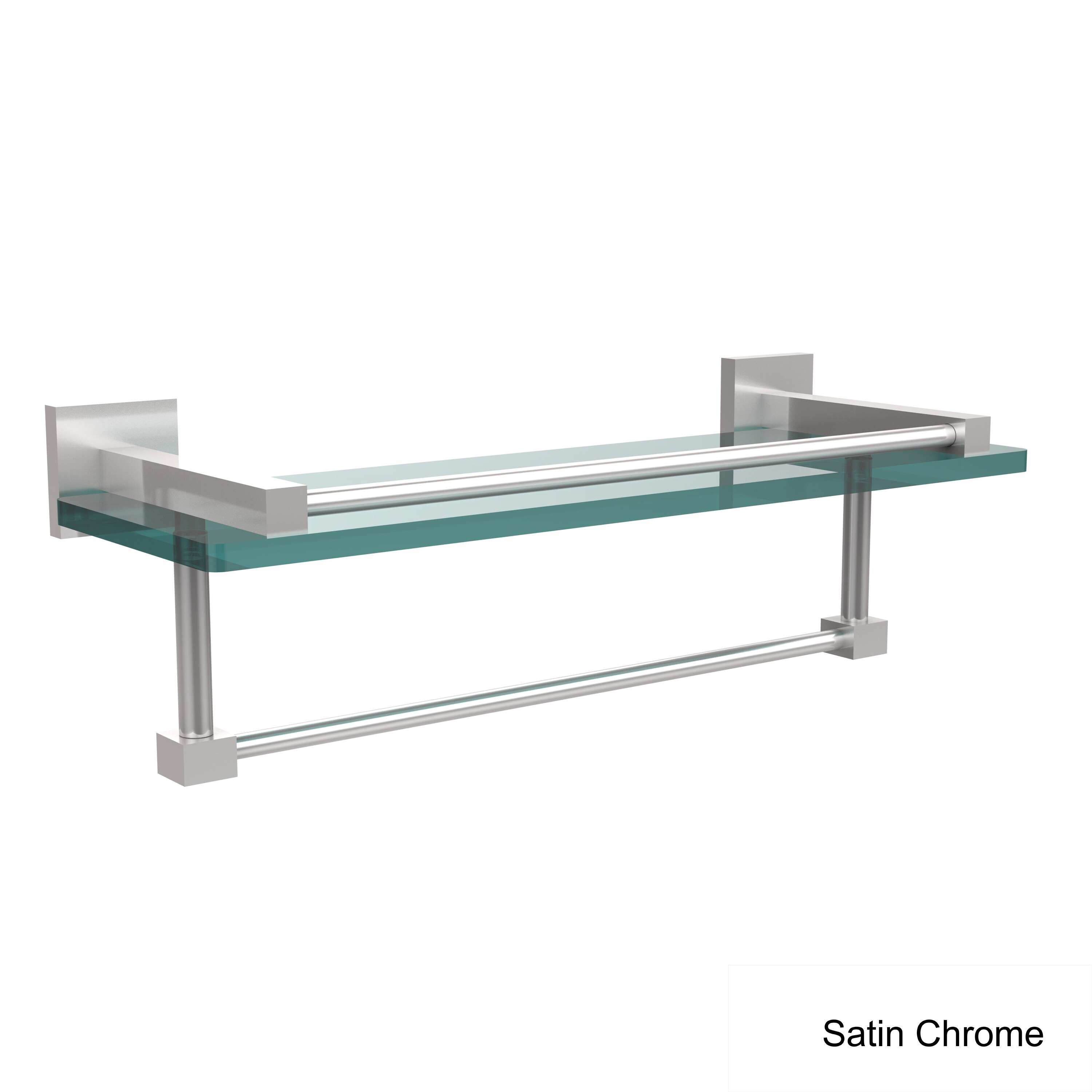 bathroom glass shelf with towel bar chrome