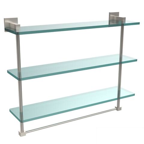 Allied Brass Montero Collection 22-inch Triple Tiered Glass Shelf with integrated towel bar