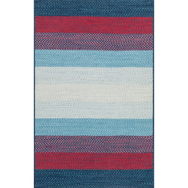 Shop Indoor/ Outdoor Braided Blue/ Red Rug 3'6 x 5'6' Free Shipping