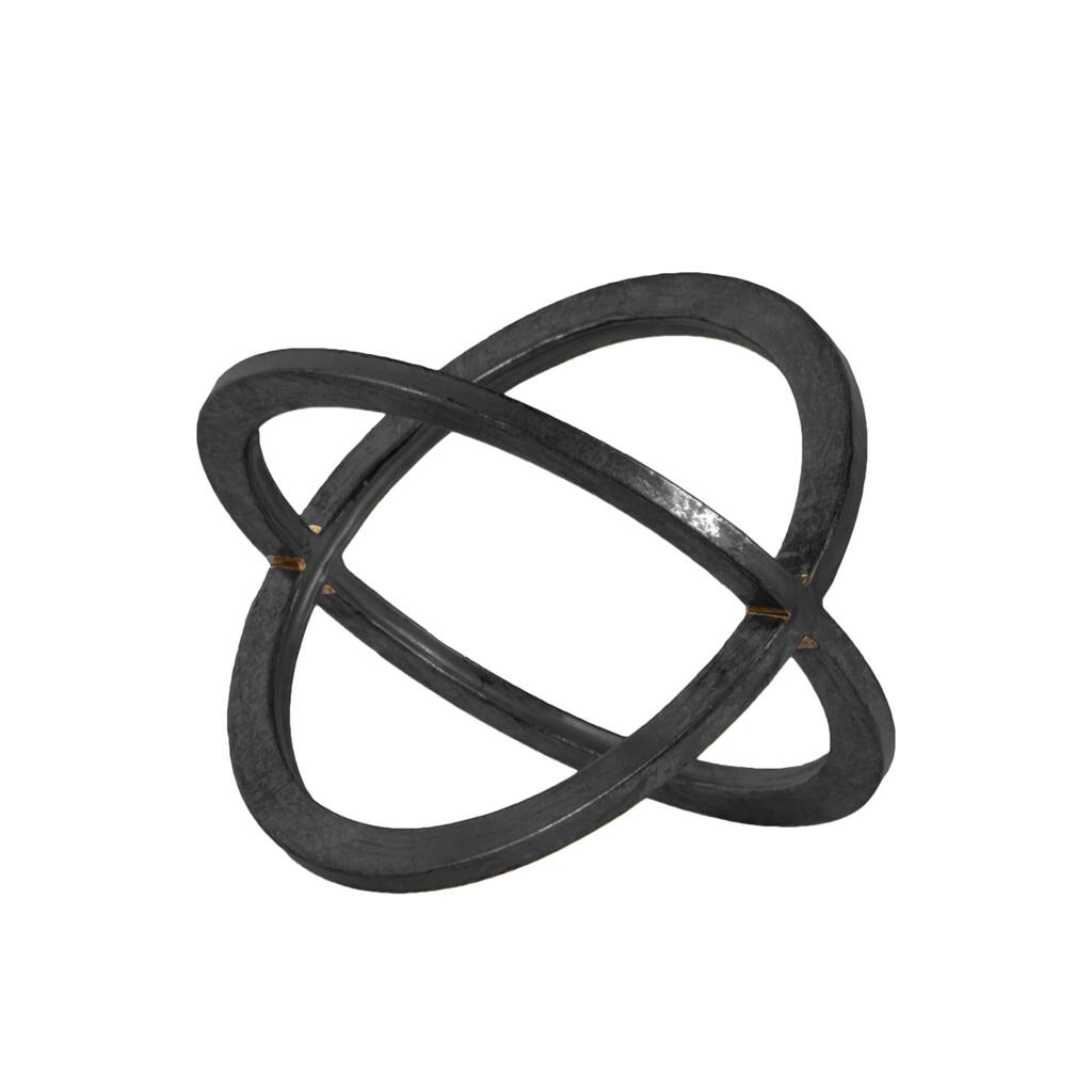 Small Metallic Black Finish Metal Orb Dyson Sphere Design (2 Circles)