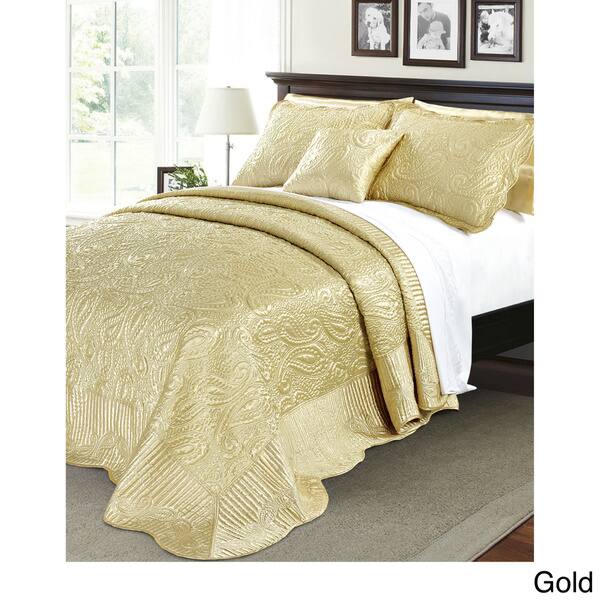 Shop Serenta Quilted Satin 4 Piece Bedspread Set On Sale Free