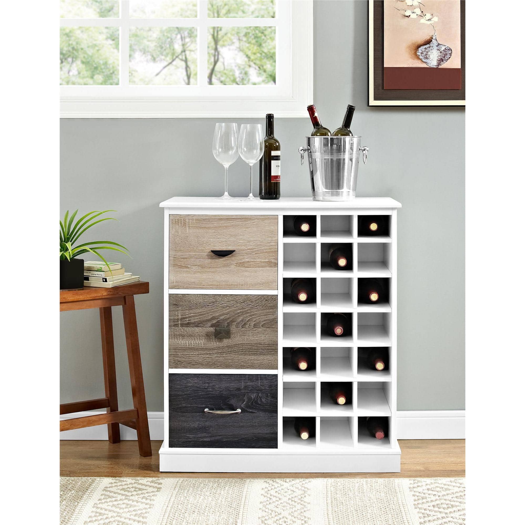 The Gray Barn Latigo White Wine Cabinet With Multicolor Door The Gray Barn Latigo White Wine Cabinet With Multicolor Door